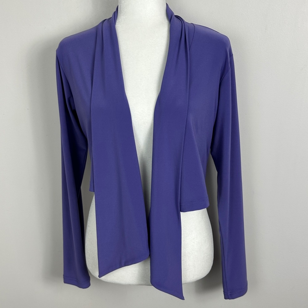 Sympli Canada Purple Crop Shrug Jersey‎ Cardigan Womens Size 10 Stretch Minimal